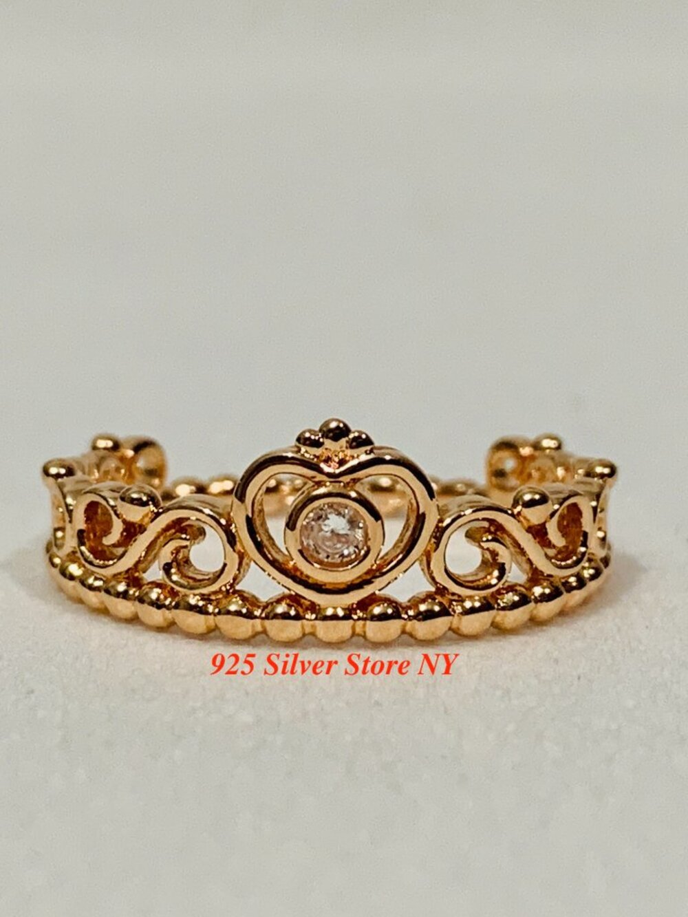 Authentic Pandora Rose Gold Ring Princess Tiara Crown 180880CZ